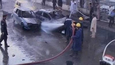 Aftermath of suicide bomb in Pakistan