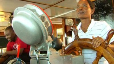 Johanna Kwedhi on board her trawler