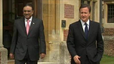 President Asif Ali Zardari of Pakistan with Prime Minister David Cameron