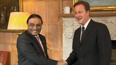 Pakistan's President Asif Ali Zardari and UK Prime Minister David Cameron