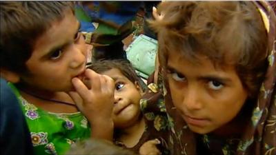 Children are rescued in Pakistan's southern province of Sindh.