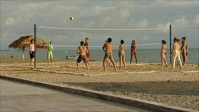 Volleyball game at Georgian patriot youth camps