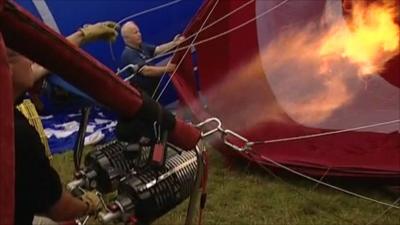 Hot air balloon being inflated