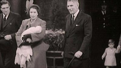 Princess Elizabeth carrying Princess Anne in 1950
