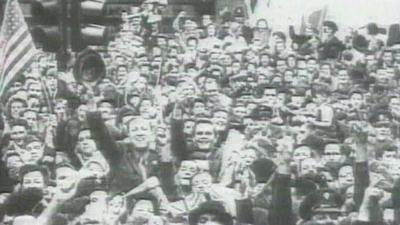 VJ Day celebrations in London's Trafalgar Square in 1945