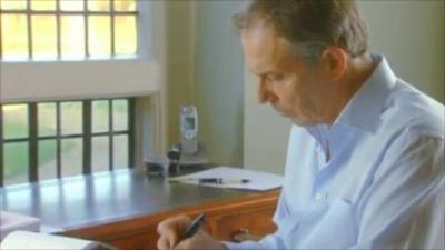 Tony Blair works on his memoirs