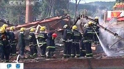 Firefighters at fireworks factory