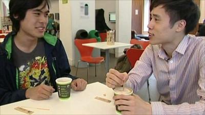 Students Yun William Yu (left) and Herman Tam at London's Imperial College