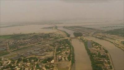 Water-covered land in southern Sindh, Pakistan