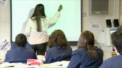 Pupils and teacher in a classroom