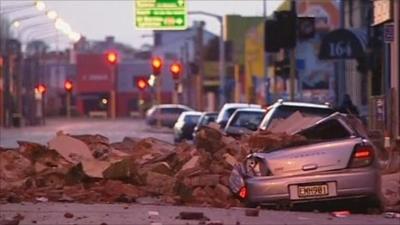 A car under rubble in Christchurch