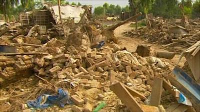 Rubble in Pakistan after floods