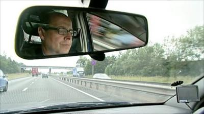 The BBC's Nick Robinson driving down the A1