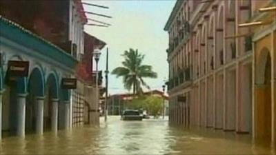 A flooded street in Mexico