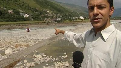 The BBC's Aleem Maqbool reports from the banks of the Indus river