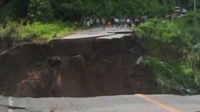 Road collapsing in Thailand