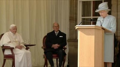 The Queen welcomes Pope Benedict XVI