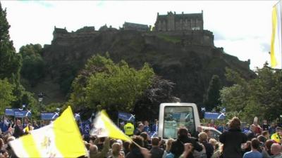 Tens of thousands gather in Scotland to see Pope