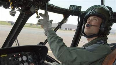 Prince William at the controls Picture: MoD