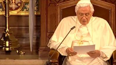 The Pope speaking at St Mary's College, Oscott