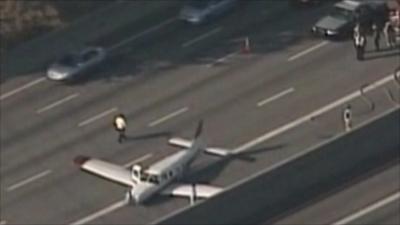 Plane lands on highway