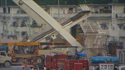 Collapsed bridge at Delhi's Commonwealth village