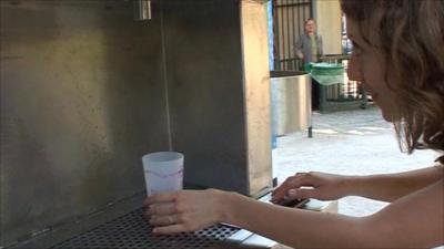 Fountain dispensing tap water in France