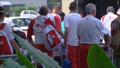 England athletes arrive