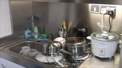 Kitchen in student accommodation