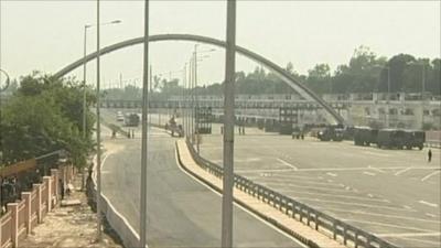 Army building bridge outside Games centre