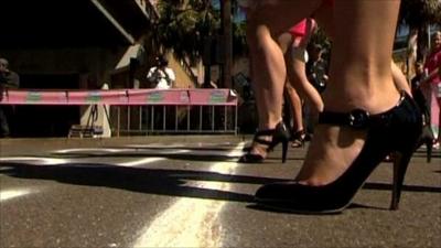 Start line of high heel race