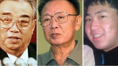 From left to right: Kim Il-sung, Kim Jong-il and the man believed to be Kim Jong-un