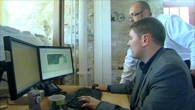 Internet software being used in a Cornwall computer systems development company