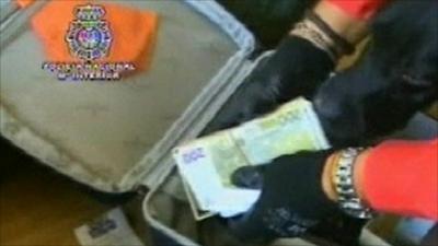 Police footage showing money