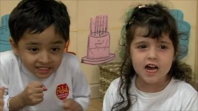 Young children learning Mandarin