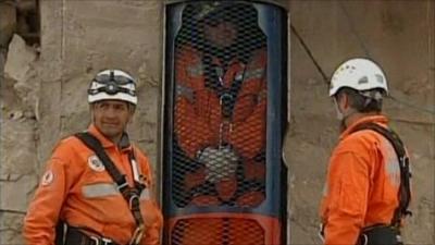 Miners test escape capsule