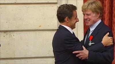 Nicolas Sarkozy and Robert Redford