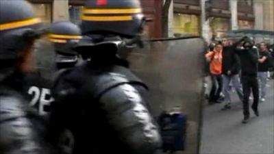 Police face students in Lyon, France