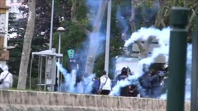 Tear gas fired at demonstrators