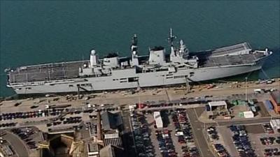 HMS Ark Royal, docked in Portsmouth