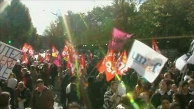 Students protest outside French senate