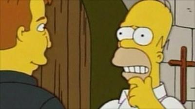 Homer talks to Father Sean