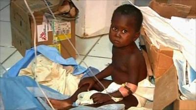 Child in hospital attached to drip