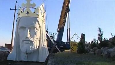 Head portion of the statue of Christ in Poland