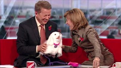 Bill and Sian with a toy dog