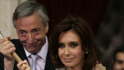 Former President Nestor Kirchner with his wife, President Crisitina Fernandez de Kirchner