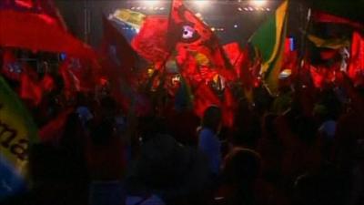 Brazilians waves flags