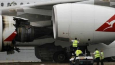 Damaged Australian Airbus A380 superjumbo