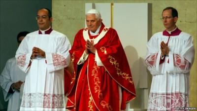 Pope Benedict XVI celebrating an open-air Mass