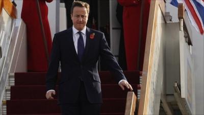 David Cameron arrives in China